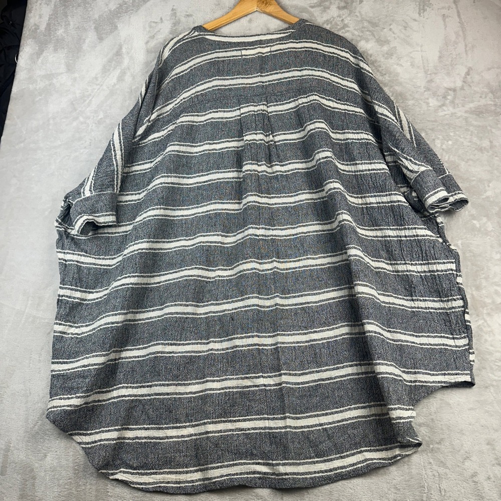 We The Free Striped Button Front Oversized Linen Cotton Blend Tunic Top Medium - Picture 7 of 10